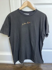 Vintage Sonia Rykiel Black Cotton Gold Embroidered de Luxe Text T-shirt - L ? - Picture 1 of 4