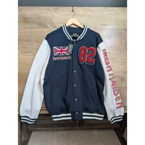 Hot Topic Varsity Jacke Herren L Navy Iron Maiden The Number of The Beast Snap - Bild 1 von 3