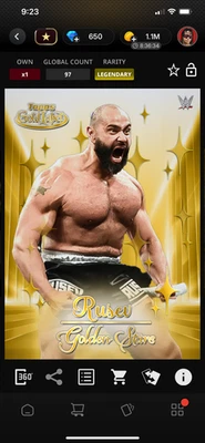 DIGITAL Topps WWE Slam Gold Label 25 Rusev Gold Golden Stars - Image 1 of 2