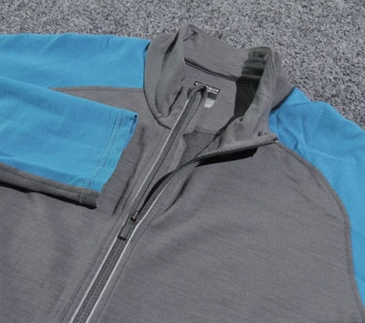 Icebreaker Merino Jacket Mens XL Gray Full Zip Wool Base Layer Thumb Hole - Image 1 of 4