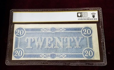 1864 $20 Confederate States of America | PCGS AU50 | 150+ Years Old - Image 1 of 2