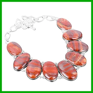 Sisters Day Deal Natural Red Snakeskin Jasper Sterling Silver New Chain Necklace - Picture 1 of 7