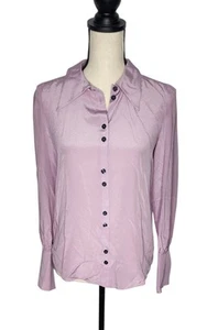 Blusa donna Kate Spade collezione Runway collo a punta seta viola taglia XS - Foto 1 di 8