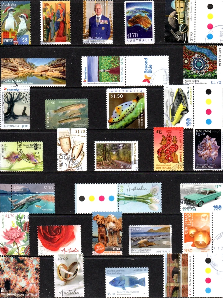 AUSTRALIAN STAMPS NEW $1.70 STAMPS PLUS $1.50- S/A H/V CURRENT 2025 USED/BULK - Image 1 of 1
