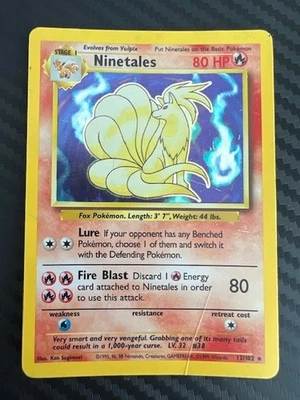 Pokemon TCG Ninetales Base Set Unlimited 12/102 Holo Rare DMG - Image 1 of 2