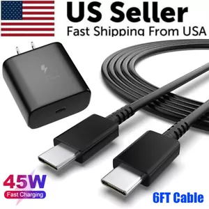 45W USB-C Super Fast Wall Charger 6FT Cable For Samsung Galaxy S20 S21 S22 S23 - Picture 1 of 11