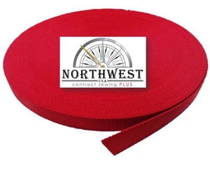 1 Inch Heavy Nylon Webbing/Strapping Red 1 Yard ~ NW7164 - Picture 1 of 2