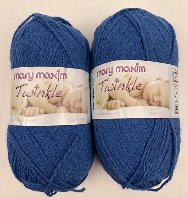 Mary Maxim Twinkle Baby Yarn Dark Blue Acrylic 1.75 oz 230 yds Lot of 2 - Image 1 of 4