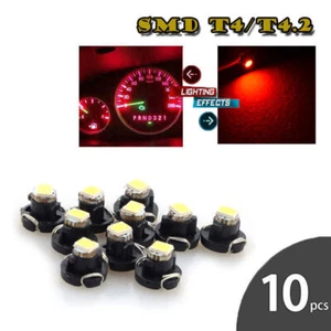 10x Red T4 T4.2 Neo Wedge 1SMD LED Cluster Instrument Dash Climate Bulbs Light H - Picture 1 of 6