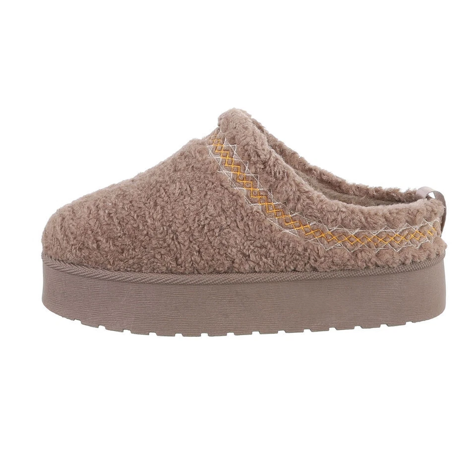 MARKENLOS Hausschuhe Damenschuhe 7663 Ital-design In Hellbraun