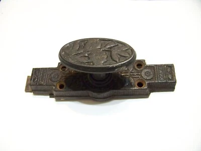 Trava de botão vintage de ferro fundido Art Deco padrão de folha de flor Hardware - Imagem 1 de 4