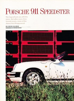 1988 Porsche 911 Speedster Original Car Review Print Article J578 Foto 1 de 2