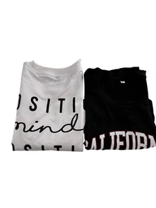 Positive Vibes Graphic Tee & California West Coast T-Shirt Set XL Bundle Black - Picture 1 of 12