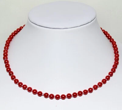 Modeschmuck,Kunst-Perlen-Hals-Kette 40,45,50,55,60 cm 1 Stück Perlen  Ø 6 mm Neu - Bild 1 von 2