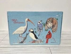 Vintage Birds of North America Baby Blue Pencil Box Office Supply - Picture 1 of 7
