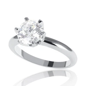 Hermoso anillo de compromiso de diamantes de corte redondo de 1/3 quilate H/SI1 de oro blanco de 14 K - Imagen 1 de 5