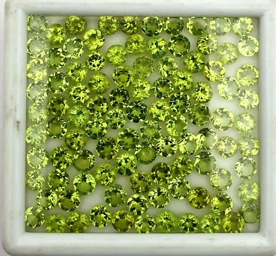 Natural Peridot Round Cut Loose Gemstone Lot 42 Pcs 5 MM 20 CT - Image 1 of 4