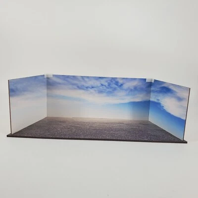 Expositor de madera diorama de coche modelo 1:18 1:24 1:32 1:43 1:64 playa azul cielo nublado Foto 1 de 4