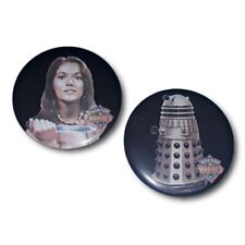 Vtg 1984 Doctor WHO Button Pin Lot Dr. Leela & Exterminate Dalek 80s BBC Pinback