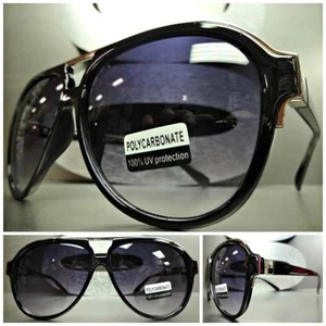 Men's Women CLASSIC VINTAGE RETRO Style SUN GLASSES SHADES Black & Silver Frame - Picture 1 of 1