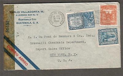 Guatemala Abr 1944 Segunda Guerra Mundial 36181 Cubierta Censor 5 Avenida a Du Pont Nueva York Foto 1 de 2