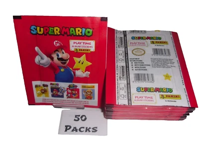 Panini NINTENDO SUPER MARIO Playtime Album Stickers 2023 - 50 Sealed Packs NEW - Image 1 of 4