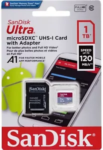 SanDisk Ultra 1TB Micro SD MicroSDXC UHS-I A1 120MB/s Memory Card with Adapter - Picture 1 of 6