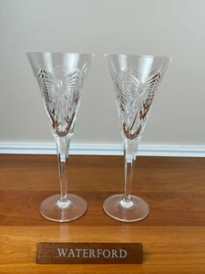 "2 Waterford Crystal MILLENNIUM HAPPY 9 1/4"" tostado champán estriado: COMO NUEVO - Imagen 1 de 6