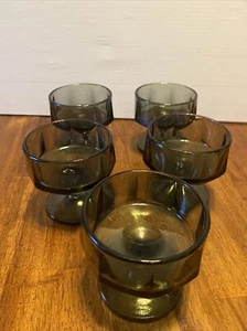 Vintage Indiana Glass Colony Nouveau Smoke Color, Sherbet, Glasses 5 In Set - Picture 1 of 7