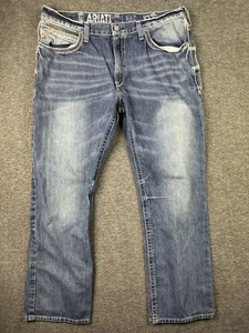 Ariat Jeans Mens 38x34 Blue Low Rise Boot Cut Denim Western Distressed Pants - Picture 1 of 12