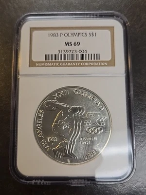 1983 P Olympics Commemorative Silver Dollar NGC MS69 MS 69 - Image 1 of 4