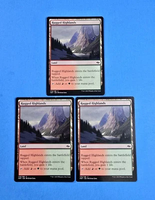 3x Rugged Highlands Fate Reforged 2015 Mtg Magic Card Dual Land Gate Mana 170 - Image 1 of 2