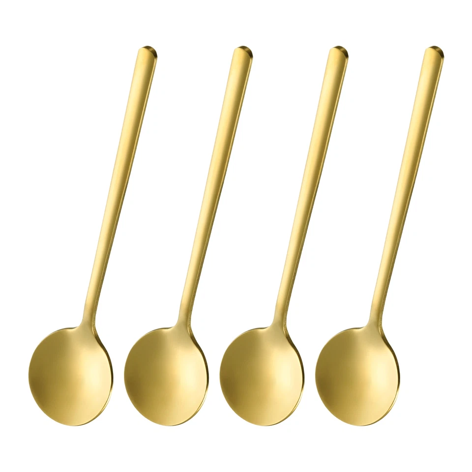 4pcs Espresso Spoons 5.1 Inches Stainless Steel Round Coffee Spoon Gold - Image 1 of 4