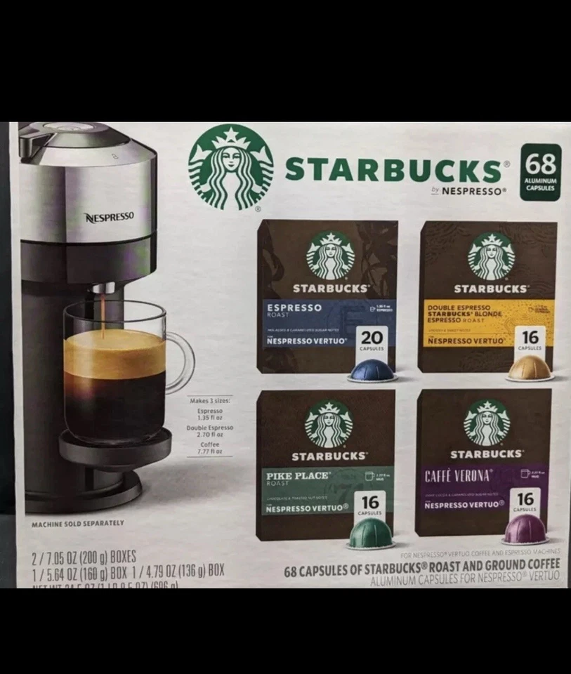 Starbucks Nespresso Vertuo Espresso Pods 68 Count Variety Pack value box  - Image 1 of 2