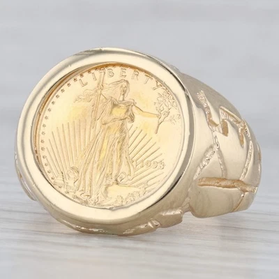 Anel moeda ouro American Eagle 1998 1/10 oz ouro amarelo 14k 22k tamanho 10,75 - Imagem 1 de 4