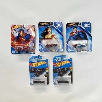 New Lot Of 5 Hot Wheels DC COMICS SUPERMAN Batmobile Wonder Woman  Sealed BG1 - Image 1 of 4