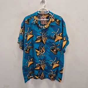 Mambo Loud Vintage Australian Blue Sprinkler Hawaiian Resort Party Shirt Medium - Picture 1 of 9