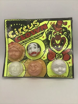Vintage Folz Vending Machine Display Card Circus Clown Heads 1990 - Image 1 of 3
