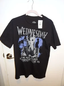 Wednesday Addams Family Size Medium T-shirt Black Solitude Suits Me Netflix New - Picture 1 of 3