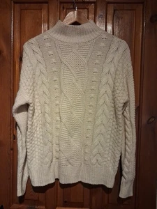 F&F size 8 Cream Chunky Knit Long Sleeve Jumper (Mid Collar) - Picture 1 of 5
