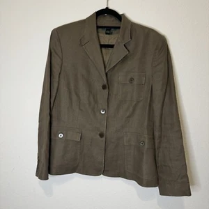 Lauren Ralph Lauren 100% Linen Olive Vintage Equestrian Jacket Size 12 - Bild 1 von 5