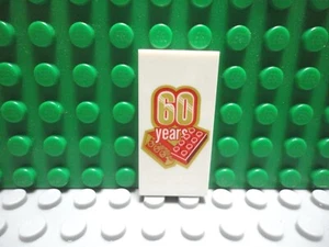 Lego 1 White 2x4 Tile printed 60 Years NEW - Picture 1 of 1