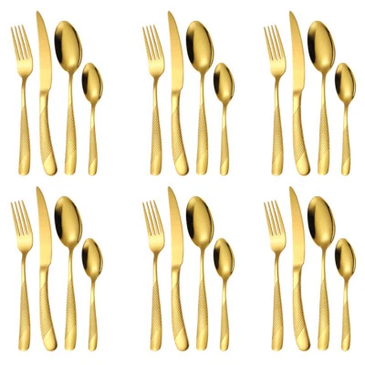 Besteckset 6 Personen Qualität trifft Eleganz modernem gehämmertem Besteck-Set - Bild 1 von 4