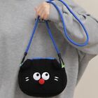 Large Capacity Black Cat Plush Shoulder Bag Animal Phone Purse Bag  Daily