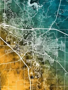 Póster - Mapa de Iowa, calles abstractas modernas de la ciudad, 4 tamaños - Imagen 1 de 25