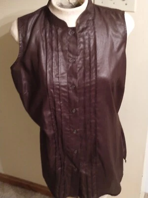 Blusa de Verano Jaclyn Smith Sin Mangas L Marrón Botón Frontal Foto 1 de 4