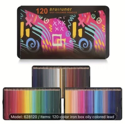 120 Brutfuner oil-base square barrel colored pencils Metal box NEW shipping incl - Image 1 of 2