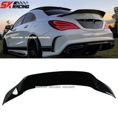 For Mercedes-Benz W117 C117 CLA45 Black/Carbon Fiber Rear Trunk Spoiler Wing - Image 1 of 4