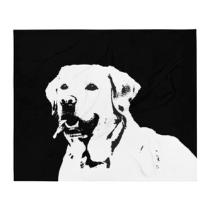 Manta de lanzamiento gráfico en blanco y negro Labrador Retriever - Imagen 1 de 1