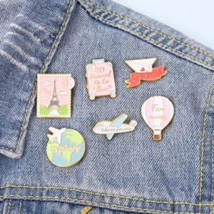 Travel Enamel Pin Cartoon Adventure World Brooch Cute Pins Birthday Gifts - Picture 1 of 12